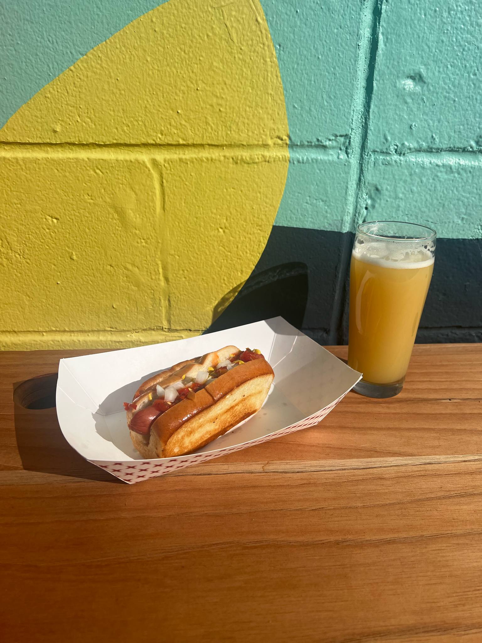 Hot dog and beer